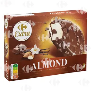 Bâtonnets Glace Géant Chocolat Amande Carrefour 4x100ml