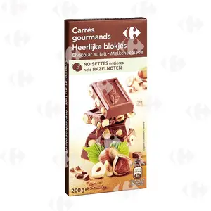 Tablette de Chocolat au Lait aux Noisettes Entières Carrefour 200g