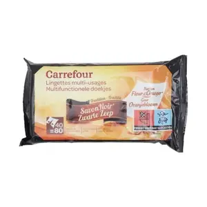 Lingettes Multi-usage Savon Noir Carrefour 80 unités