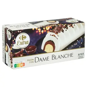 Bûche Dame Blanche Vanille Chocolat Carrefour 1L