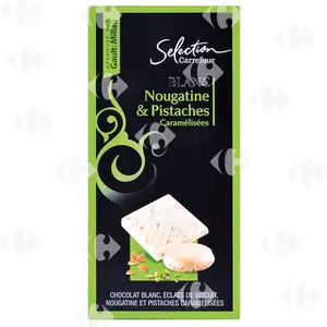 Tablette Chocolat Nougatine Pistache Carrefour Select 100g