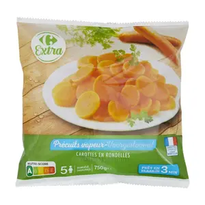 Carottes en Rondelles Vapeur Carrefour Extra 750 g
