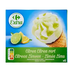 Cornets Glace Citron Citron Vert Carrefour Extra 6 unités 440g