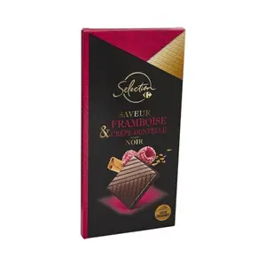 Tablette de Chocolat Noir Framboise Crêpe Dentelle Carrefour Selection 100g