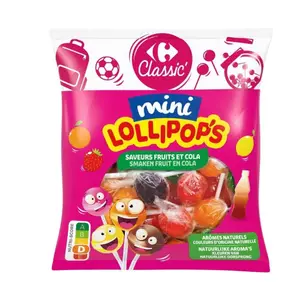 Bonbons Sucette Fruits et Cola Carrefour Classic 180g