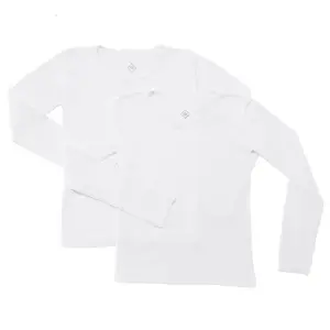 T-shirt Fille Manches Longues Blanc Tex 2 pièces