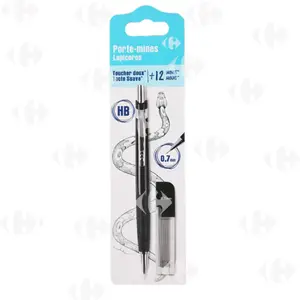 Crayon Porte-mines Carrefour 0.7mm + 12 mines 0.7mm HB