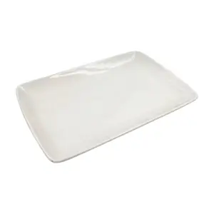 Assiette Rectangulaire Blanc en Porcelaine Carrefour Home 305x210x25mm