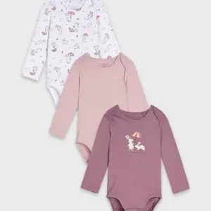 Body pour Bébé Fille Manches Longues Rose Foncé Tex Home 3 pièces