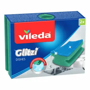 Vileda Eponge Vaisselle Glitzi Bleu 2 unités
