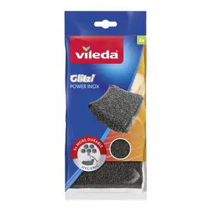 Eponges à récurer en acier inoxydable Glitzi Power inox x2 unités - VILEDA
