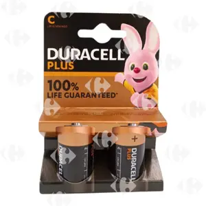 Pack de Piles Duracell C2 Plus 2 unités.