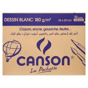 Papier à Dessin Canson Blanc 180g 24x32 cm 10 Feuilles