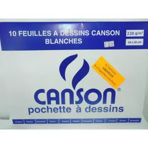 Papier de Dessin 10 Feuilles Blanc Canson 24x32 cm 220g
