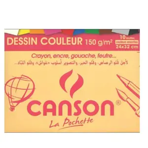 Papier à Dessin Canson Couleurs 150g 24x32 cm 10 Feuilles