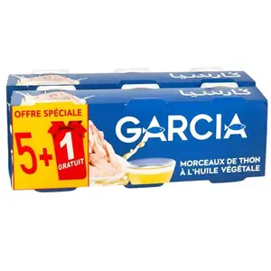 Thon en morceaux à l'huile végétable 6 x 80g - GARCIA