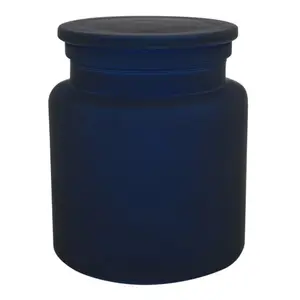 Boîte à Cotons Verre Yoko Bleu Foncé Spirella