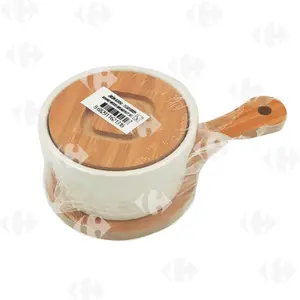 Ravier Rond avec Support en Bois de Bambou 9cm