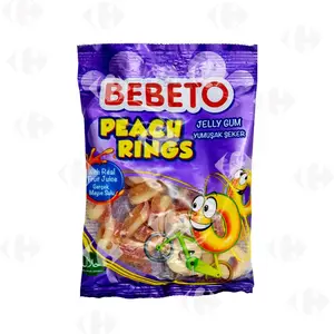 Gommes anneaux saveur pêche Peach Rings 100g - BEBETO