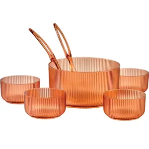 Service Saladier en Acrylique Couleur Miel Perle 7 Pièces