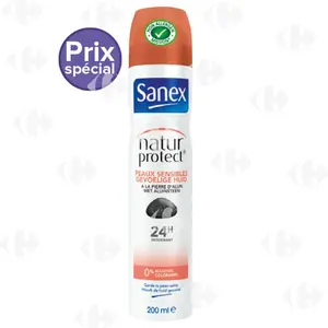 Déodorant Naturel Protect Extra Efficacité Pierre d'Alun Spray Sanex 200ml