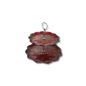 SERVITEUR GATEAU 2 NIVEAUX ARINNA ROUGE DORE 28+21 CM REF