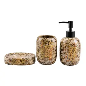 Accessoires de salle de bain effet granit, 3 pièces
