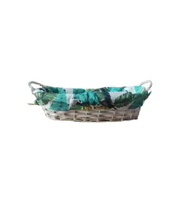 CORBEILLE A PAIN ROND EN OSIER DOUBLURE PLUME 25X9 CM ref