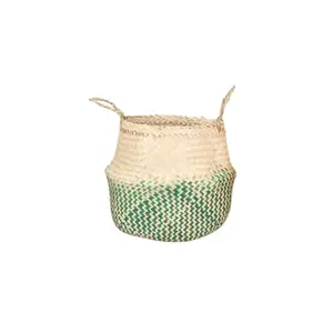 VETNAM PANIER OSIER BEIGE / VERT 26x15x38 CM ref
