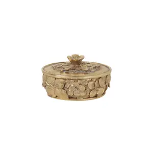 FLORAL BOITE A BIJOUX POLYRESINE DOREE 13x10x7 CM ref