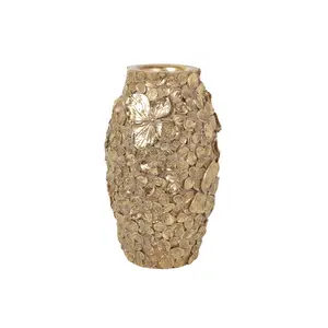 FLORAL VASE POLYRESINE DOREE ,11.4*11.4*19.5 cm ref