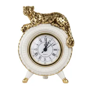 Horloge décorative dorée, 12,8 x 5,5 x 17,8 cm