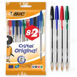 Stylo à Bille Cristal Médium Assorti Bic 8 unités + 2 Gratuits