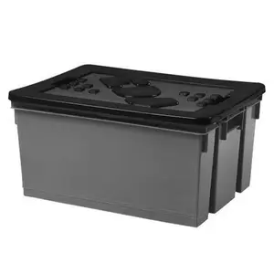 Bac De Rangement Ou Manutention 50L Avec Couvercle Gris & Noir