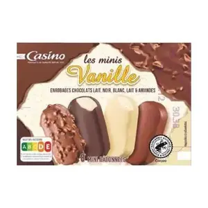 Mini bâtonnets de glace à la vanille avec enrobage au chocolat au lait x8 259g