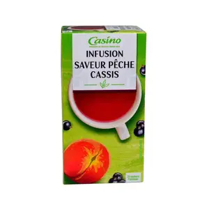 Infusion saveur pêche cassis x25 sachets 40g - CASINO