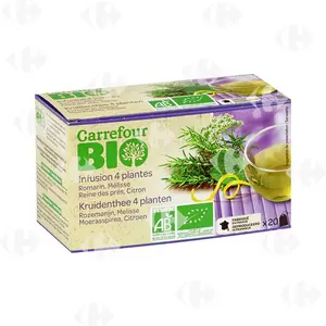 Infusions En Sachets 4 Plantes Carrefour Bio X20