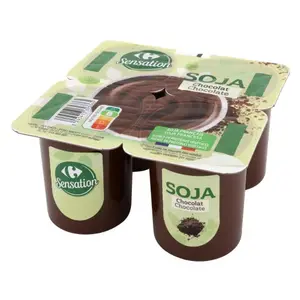 Dessert Végétal au Soja Chocolat Carrefour Sensation 100g 4 unités