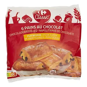 Pain au Chocolat Beurre Carrefour 75g 6 unités