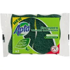 Apta Éponge abrasive verte, 2 pièces