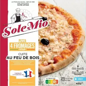 Pizza 4 fromages d'Italie cuite au feu du bois 410g - SOLE MIO
