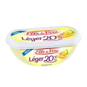 Beurre léger doux 20% MG en barquette 250g - ELLE & VIRE