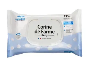 Lingettes 99% d'eau ultra purifié essentielles à l'eau x70unités-CORINE DE FARME