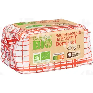 Beurre Moulé de Baratte Demi Sel Carrefour Bio 250g.