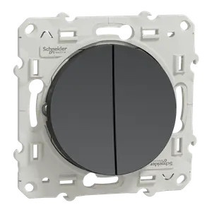 Interrupteur Double Va & Vient 10A. Odace Noir Anthracite
