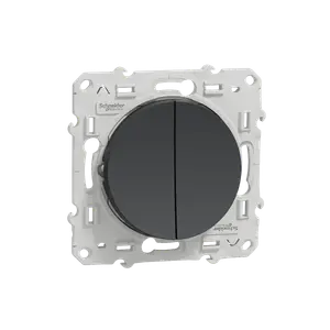 Interrupteur Double Bouton Poussoir. Odace Noir Anthracite