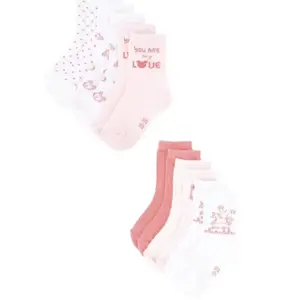 Chaussettes Bébé Rose/Blanc 6 pièces