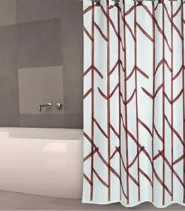 Rideau De Douche En Polyester 180X200 Blanc Et Marron