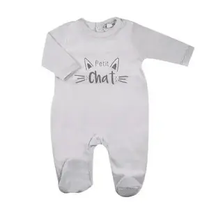 Pyjama en velour Petit Chat Gris 6mois
