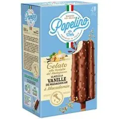 Popelino bâtonnets de glace vanille de madagascar & macadamia 4x78g